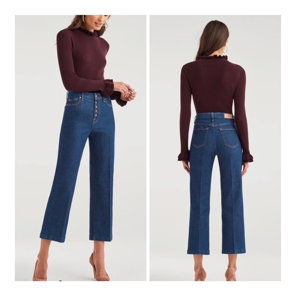 7 For All Mankind Luxe Vintage Crop Alexa Button Fly Front Jeans Sz 30 NWT - Picture 1 of 13